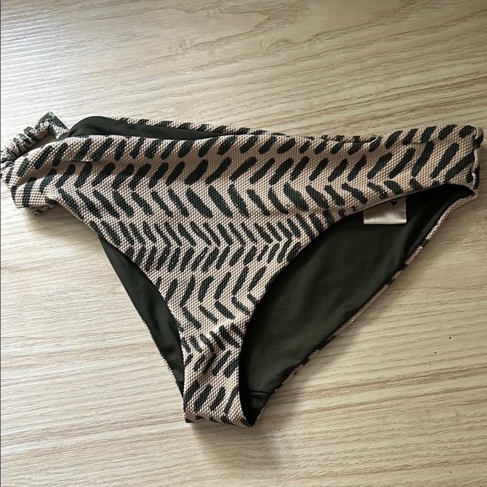 JOHANNA ORTIZ Bikini Bottom Mid Rise Military Madagascar Green. S